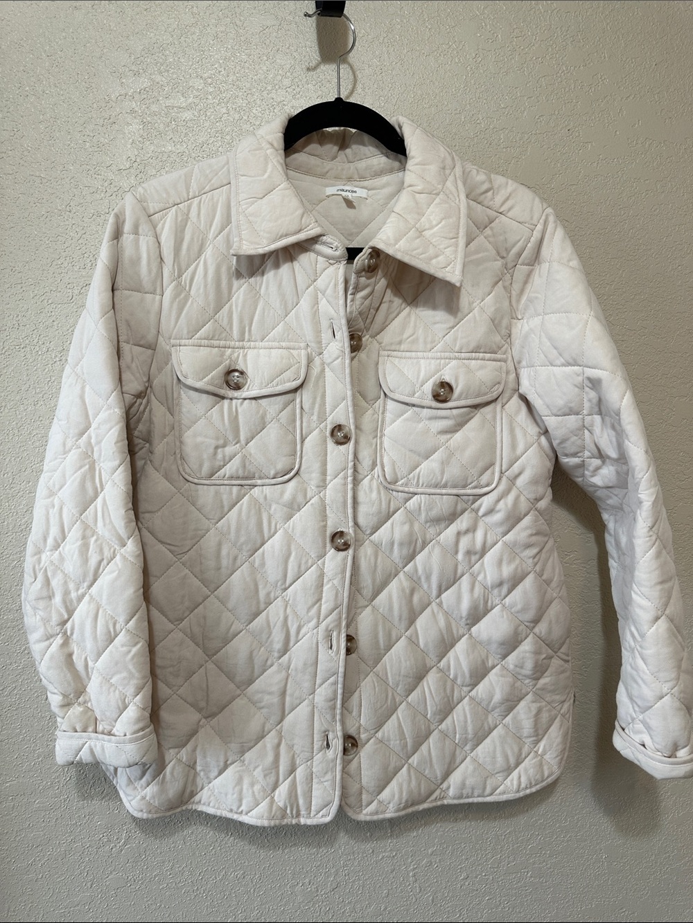 Maurices Cream Quilted Button-Front Jacket